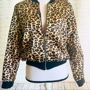 Vintage Plus Size Leopard Bomber- size XXL